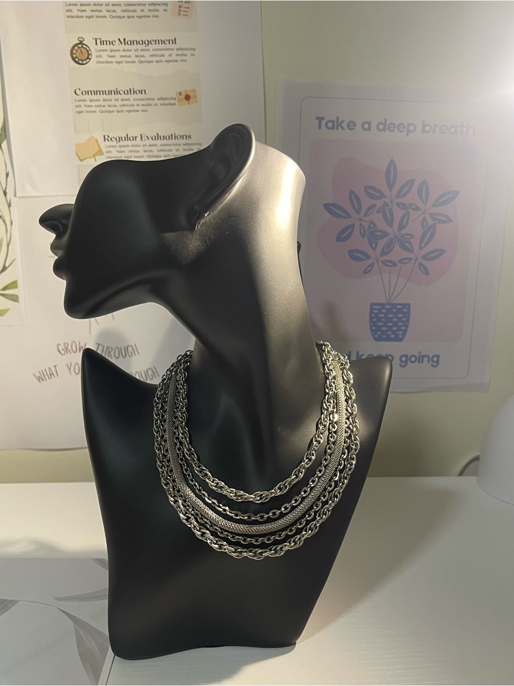 Multi-Strand Silver Chain Necklace - Women Jewelry